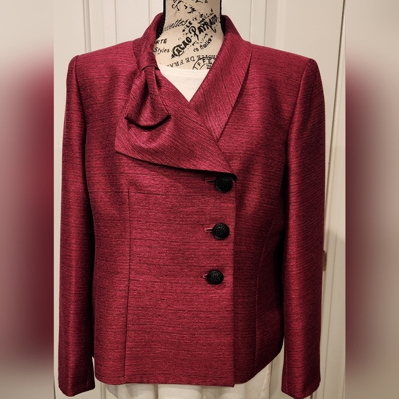 Kasper Magenta Bow Suit Jacket - Picture 6 of 16